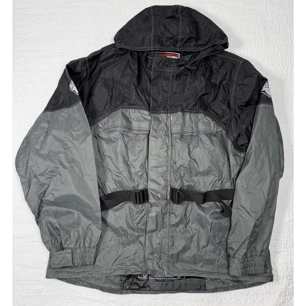 Firstgear Motorcycle Jacket Men 2XL Waterproof Packable 3M Reflective Black Gray